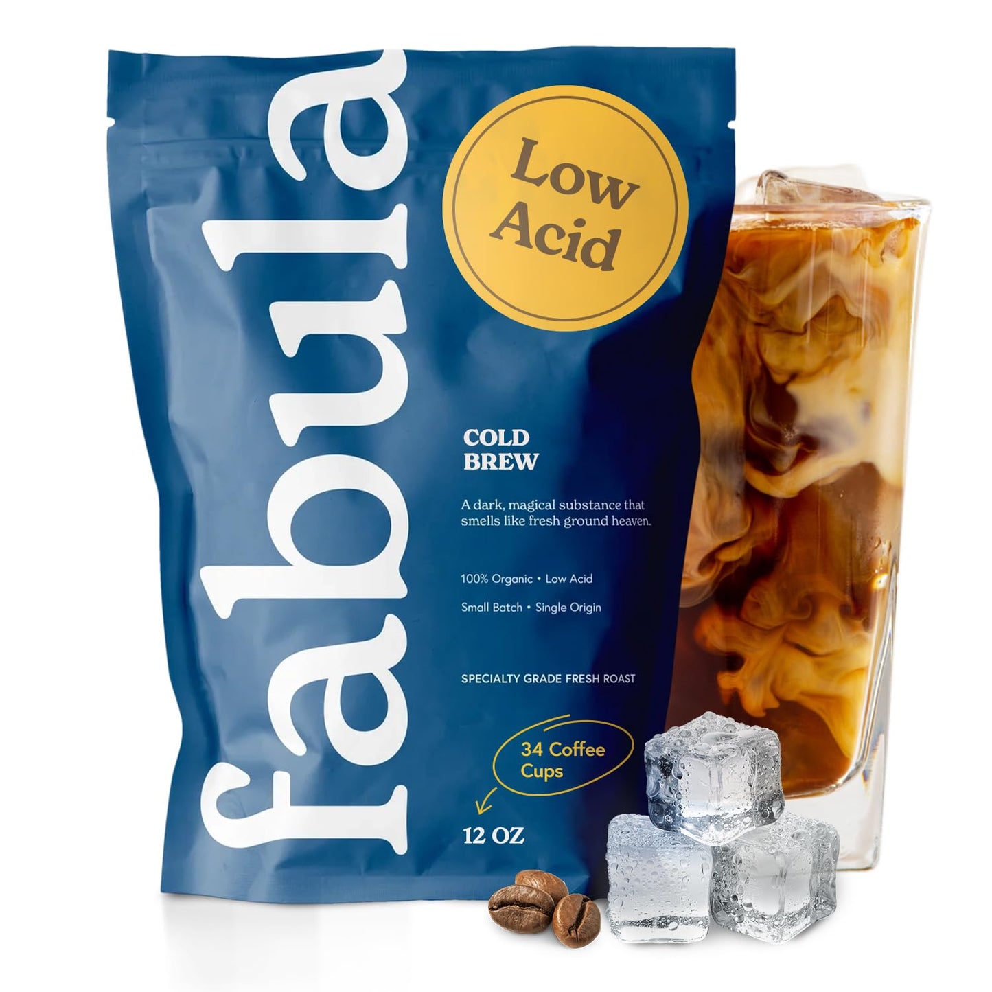 Fabula Buttery Caramel Flavored Organic Coffee Freshly Ground - Organic - Low Acid - Single Origin - Non-GMO - Mold Free - 12 Ounces