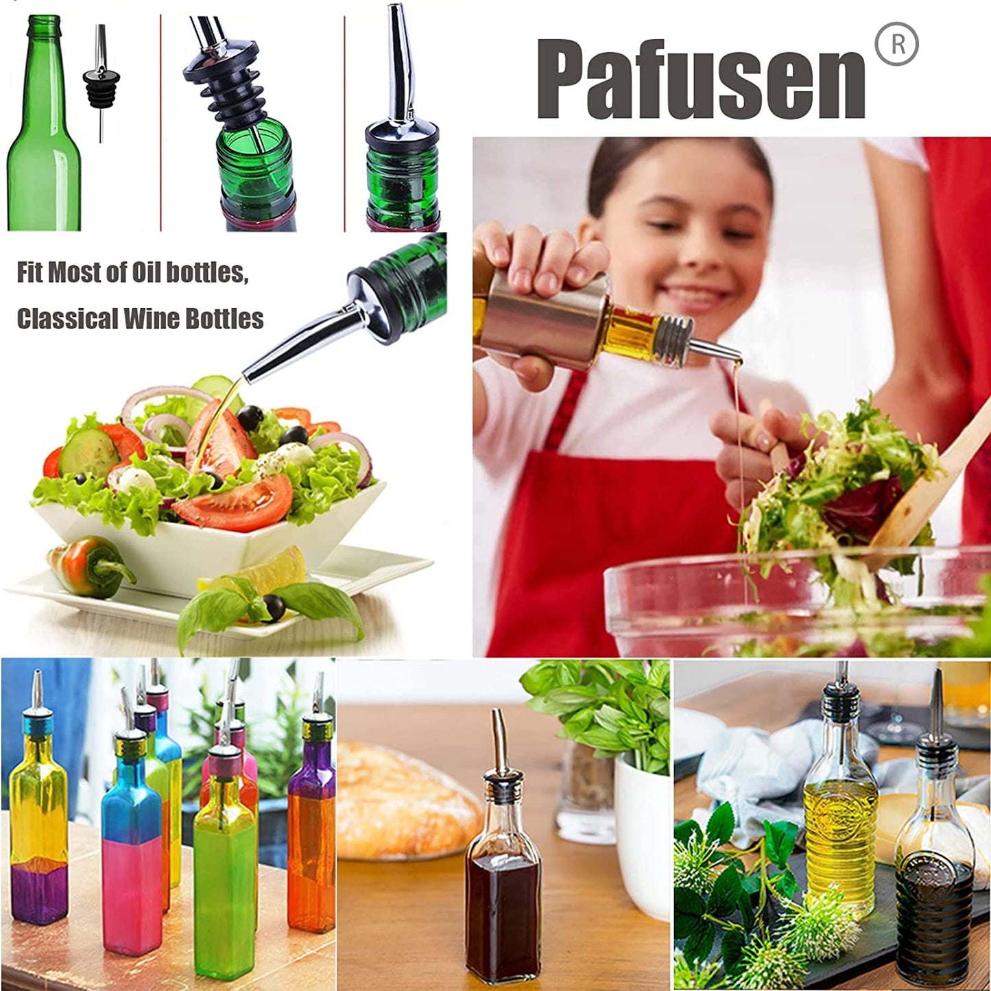 Pafusen 12 Pack Liquor Bottle Pourers, Liquor Pour Spout for Liquor Bottles, Stainless Steel Olive oil Dispenser Spout, Alcohol Pourer Spouts Dust Caps Long Covers, Sliver