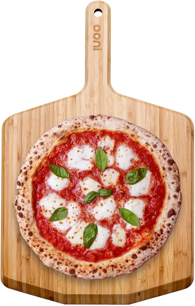 Ooni 14” Bamboo Pizza Peel – 14 Inch Wooden Pizza Spatula Paddle, Pizza Cutting Board, Pizza Oven Accessories, Pizza Tools, Pizza Peel Wood, Pizza Board