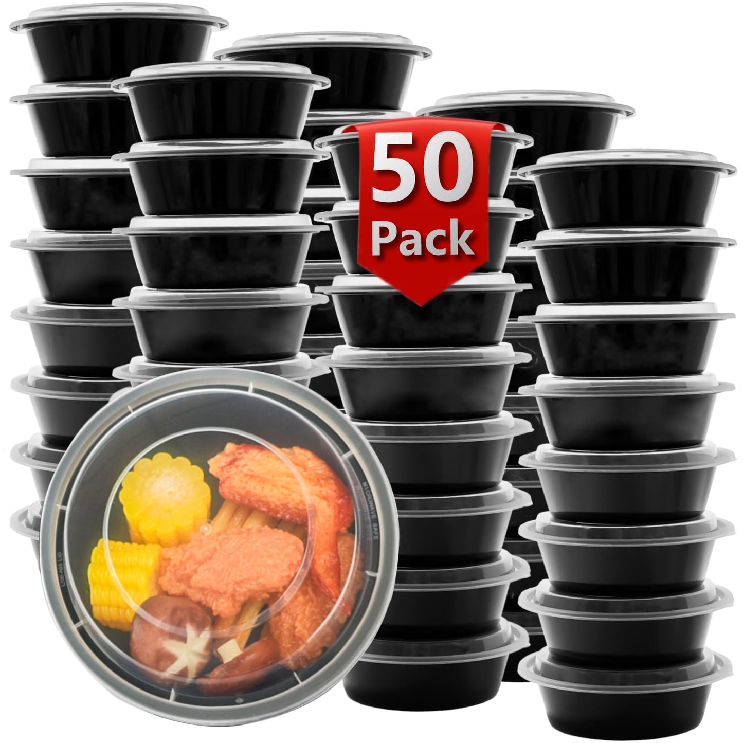 tropipak Meal Prep Containers, Food Containers with Lids, 24 oz, 50 Pack