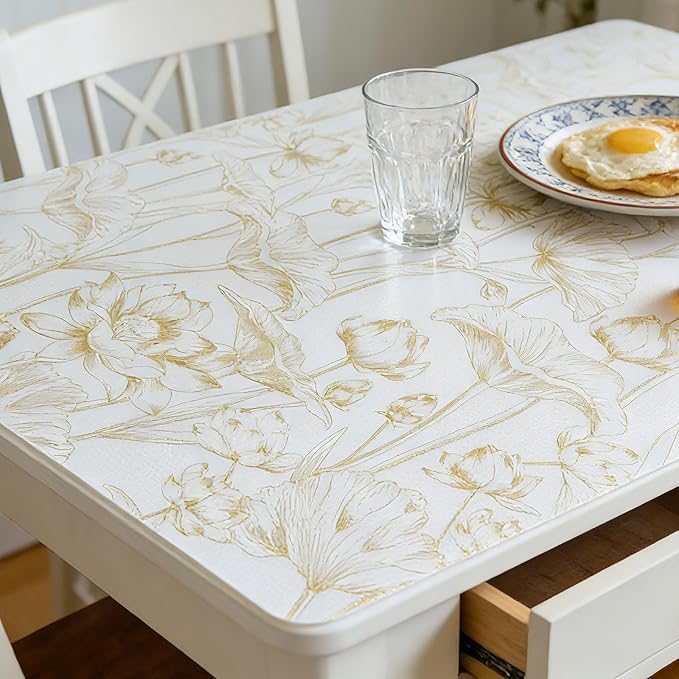 Shelf Liners Non Adhesive Light Base Gold Lotus Pattern - Thickened Non-Slip Easy to Clean Drawer Liner for Kitchen Cabinets, Tool Box, Refrigerator, with Knife & Tape Measure, 12in x 20FT