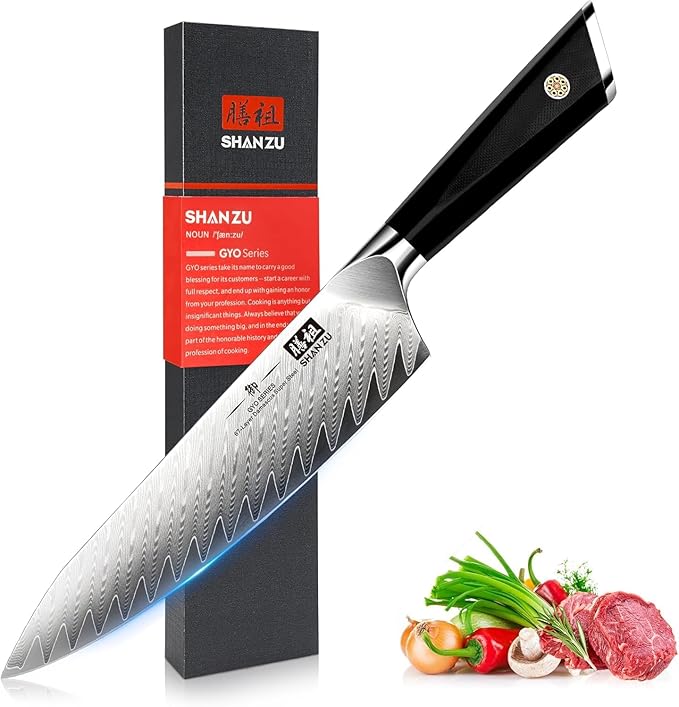 SHAN ZU Damascus Chef Knife 6 inch,67-Layer 10Cr15MoV Japanese Steel