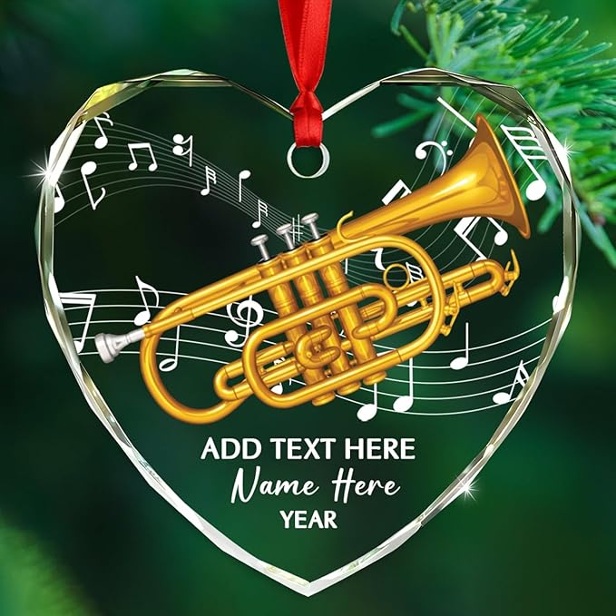 Personalized Drum Musical Instrument Glass Ornament, Customized Year Text Name Christmas Ornaments Gift for Drummer Husband Wife Dad Mom Kids, Unique Drum Set Glass Christmas Ornament for Birthday