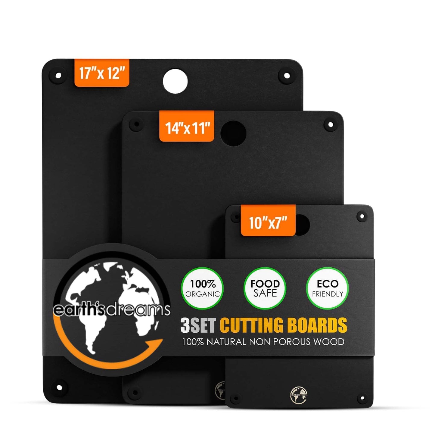Earth's Dreams Composite Wood Cutting Board Set of 3, Built In Juice Groove