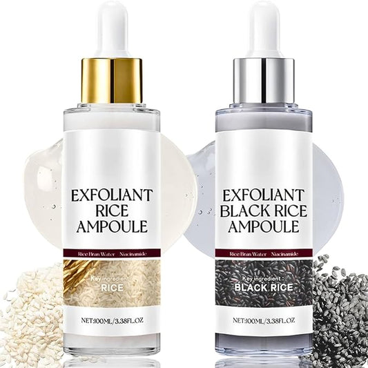 Black and White Rice Peeling - Soft Rice Exfoliating Face and Body Set, Gentle Peel, Pore Minimizing, Deep Hydration, for All Skin Types (2PCS)