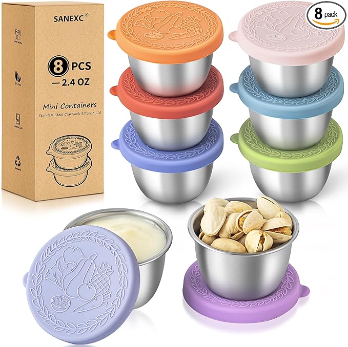 8 Pack - 1.6 Oz Small Salad Dressing Containers To Go, Sauce Cups with Lids