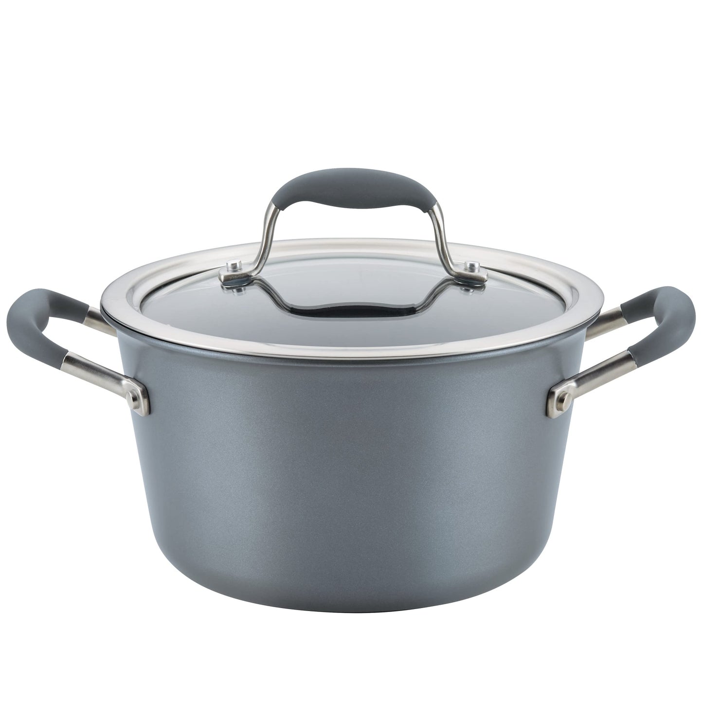 Anolon Advanced Home Nonstick Saucepan with Straining Lid, 2-Quart, Onyx