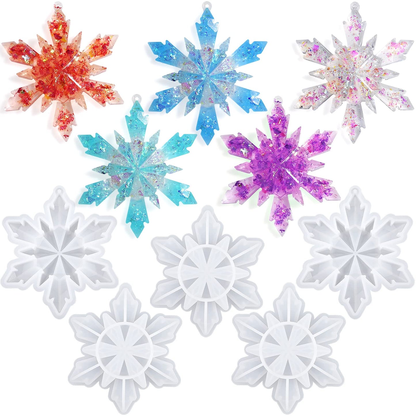 Sakolla Christmas Resin Molds 2 Pack Christmas Silicone Molds Ornaments Resin Molds Round Shape Lettered Pendant for Epoxy Resin Casting DIY Jewelry Keychain Snowflakes Crafts