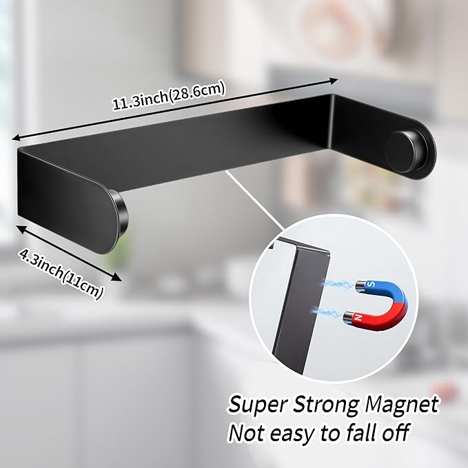 ZUNTO Magnetic Paper Towel Holder for Fridge, Paper Towel Roll Holder with Powerful Magnet, Kitchen Paper Towel Rack for Refrigerator, Grill, RV, Pantry, Black
