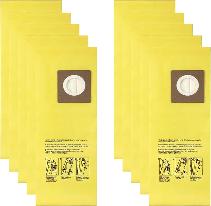 ORTVS AH10243 Disposable Vacuum Bag for Hoover Commercial CU2 Vacuum Cleaner CH54013 CH54015 CH54113 CH54115 Upright Bags for HushTone Replacement, Yellow (10 Pack)