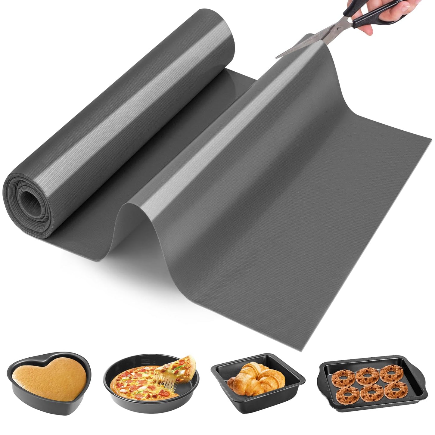 Silicone Baking Mat Roll - Best German Silicone - Heat Resistant Baking Macaron Bread Mat, Non-stick Pastry Mat, Reusable Dough Rolling Mat, Non Slip Countertop Protector Mat, Counter Mat, Oven Mat