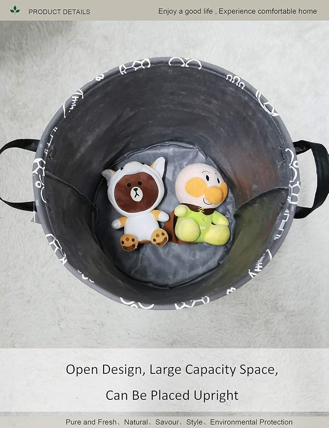 Round Waterproof Laundry Basket、Foldable Storage Basket、Laundry Hampers with Handle、Gift Basket,Suitable for Children's Room and Toy Storage (Grey Sports Ball)