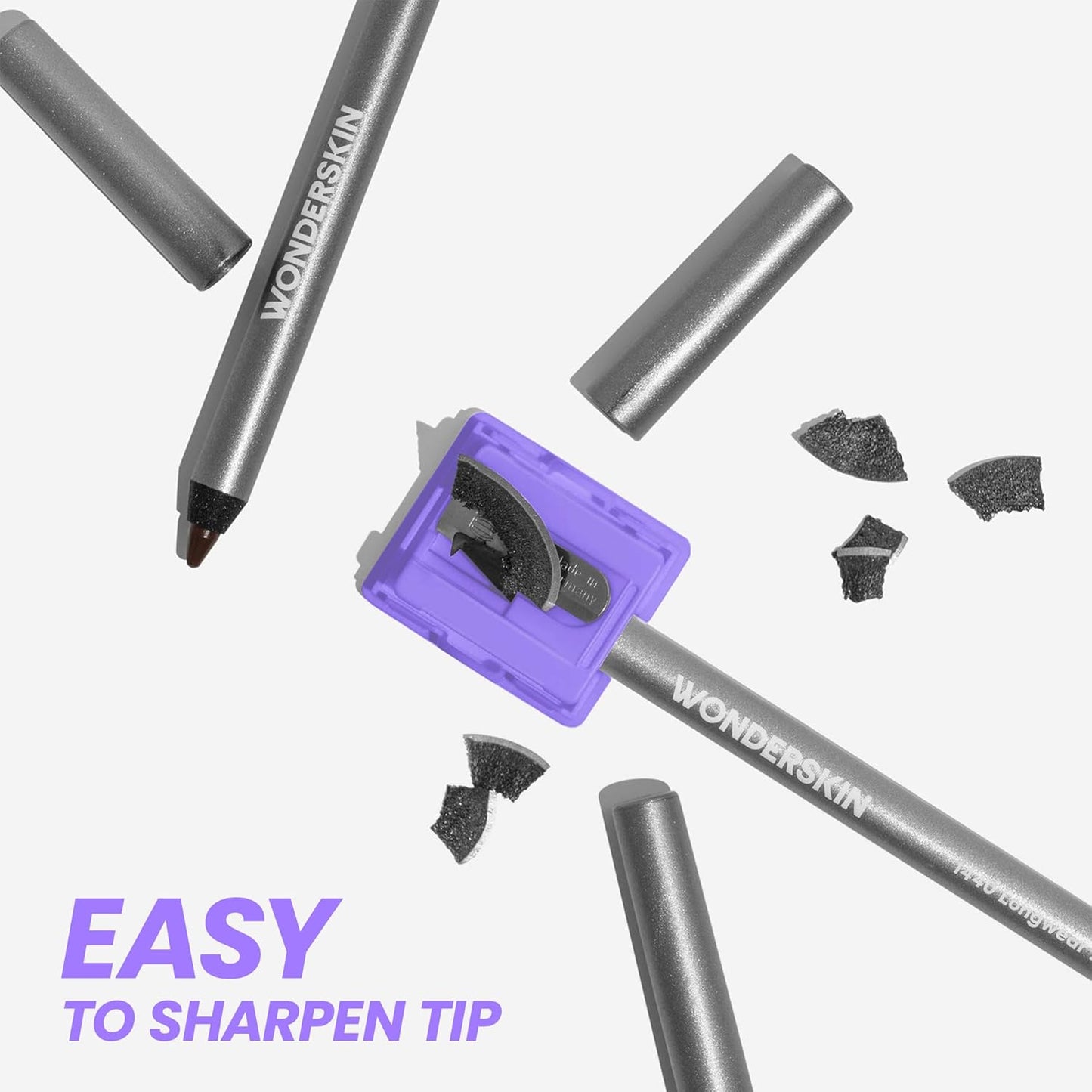 Wonderskin Eyeliner Pencil, 1440 Longwear Blue Glitter Eyeliner Pencil - Waterproof, Sharpenable & Smudge Proof
