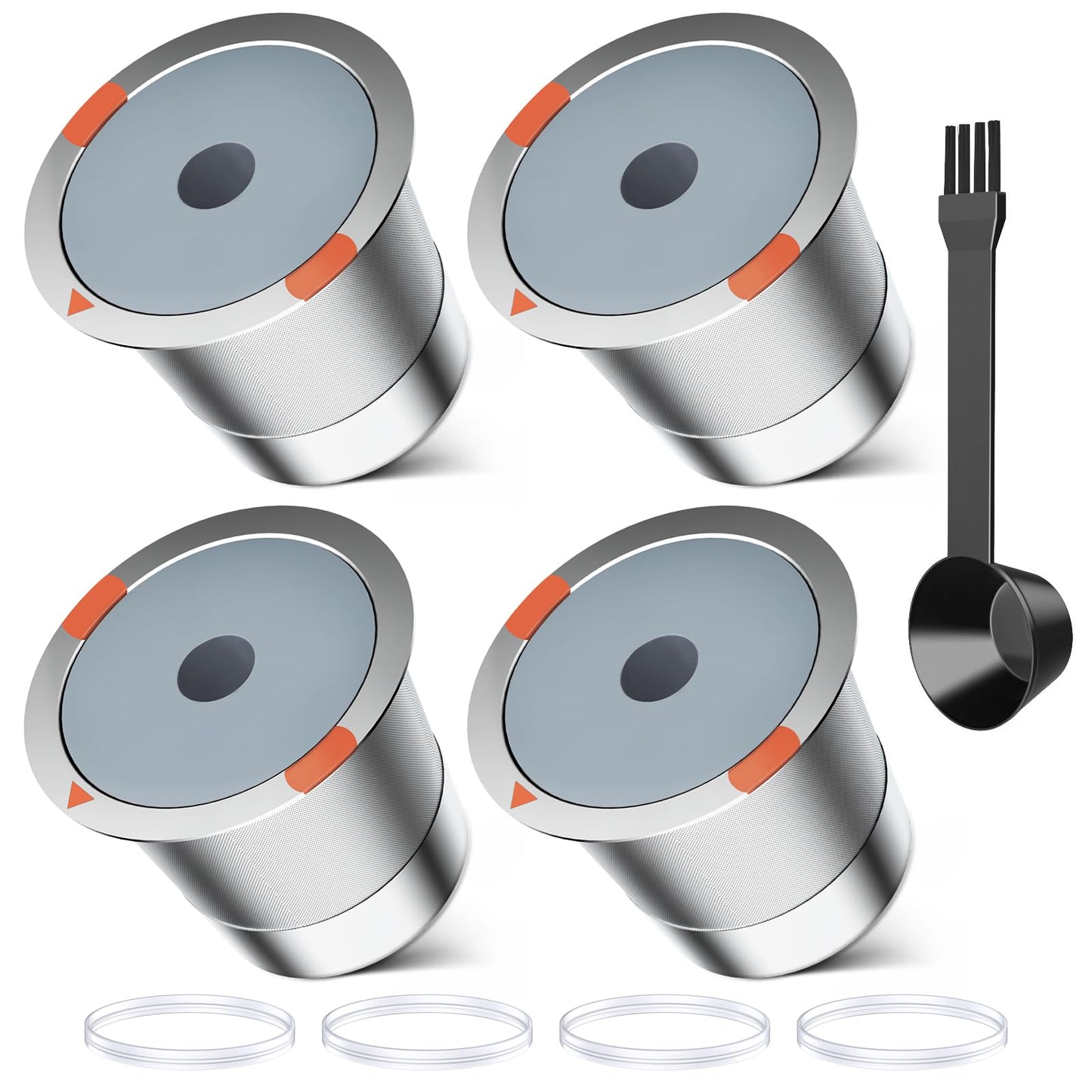 Reusable k Cup Coffee Filters,Universal stainless steel Refillable k Cups Filter Use for K 2.0 and 1.0 Coffee Makers-brewers (4pack)