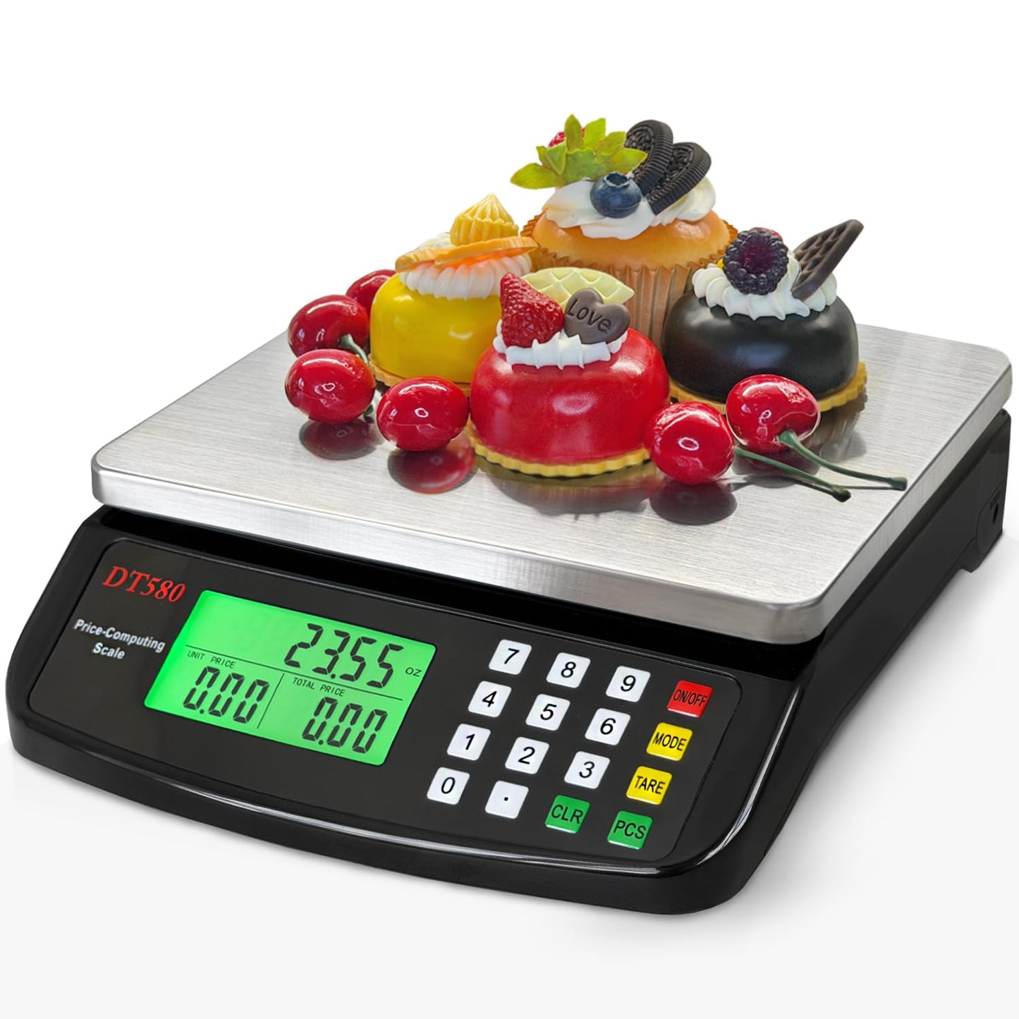 Large Digital Kitchen Scale 40kg/88lb Stainless Steel Price Computing Scale Counting Scale Deli Scale with LCD Display for Baking Bread Cooking Meat Prep Parts and Coins Adapter Included