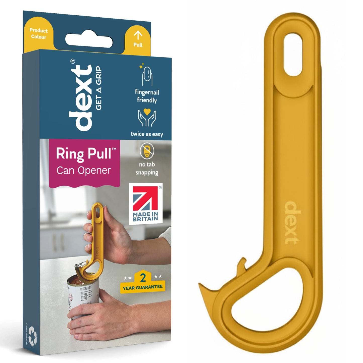Dext - Ring Pull Can Opener, Pop Can Opener for Seniors, Arthritis, and Parkinson’s, Easy Open, Ergonomic Handle with Comfortable Grip. Perfect for Soda, Pet Food, and More (Apricot)