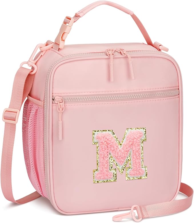 CLOUDWINGS Lunch Box Kids Large Initial Insulated Lunch Bag for Girls