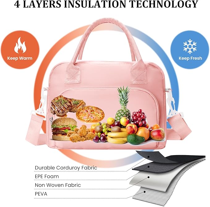 MEXS Insulated Lunch Bag for Women Men Large Reusable Lunch Box Adult Leakproof Portable Cooler Tote Bags for Work Picnic