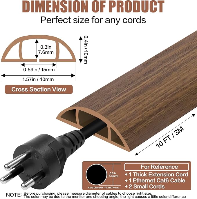 Floor Cord Cover Cable Cavity Self Adhesive Cord Hider Floor 10FT Floor Cable