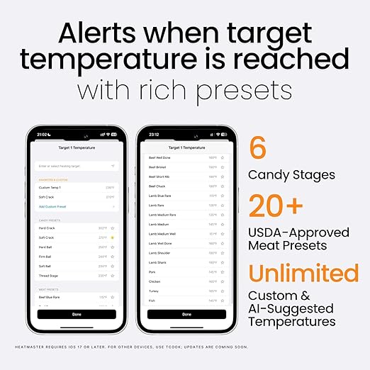 Candy & Meat Thermometer with Type-C Rechargeable Digital Instant Reading for Candy Making, BBQ, Deep Frying, & Liquids, 8" Long Probe,CT180-BT