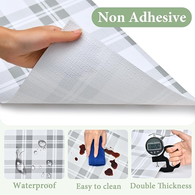 Drawer and Shelf Liner for Kitchen Cabinet: 17 in X 30 Ft Non Slip Waterproof Shelf Paper Non Adhesive Refrigerator Liners Light Grey Lattice Easy Liners for Bathroom