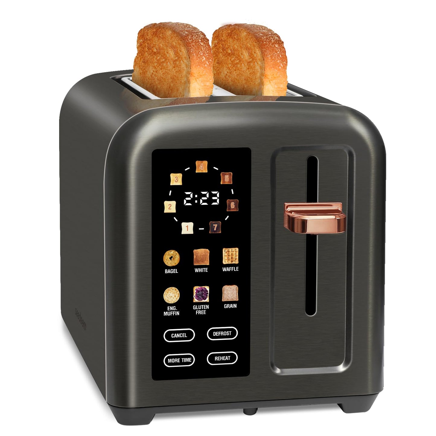 SEEDEEM Touchscreen Toaster 2 Slice, 7 Shade, Stainless, 1350W Grey