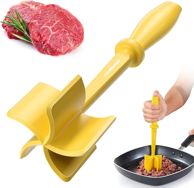 CLUEAPOP Heat Resistant Nylon Meat Chopper and Potato Masher, Safe for Non-Stick Cookware, 11-Inch,Heat Resistant Meat Masher for Hamburger Meat, Ground Beef Smasher, Potato Masher Tool