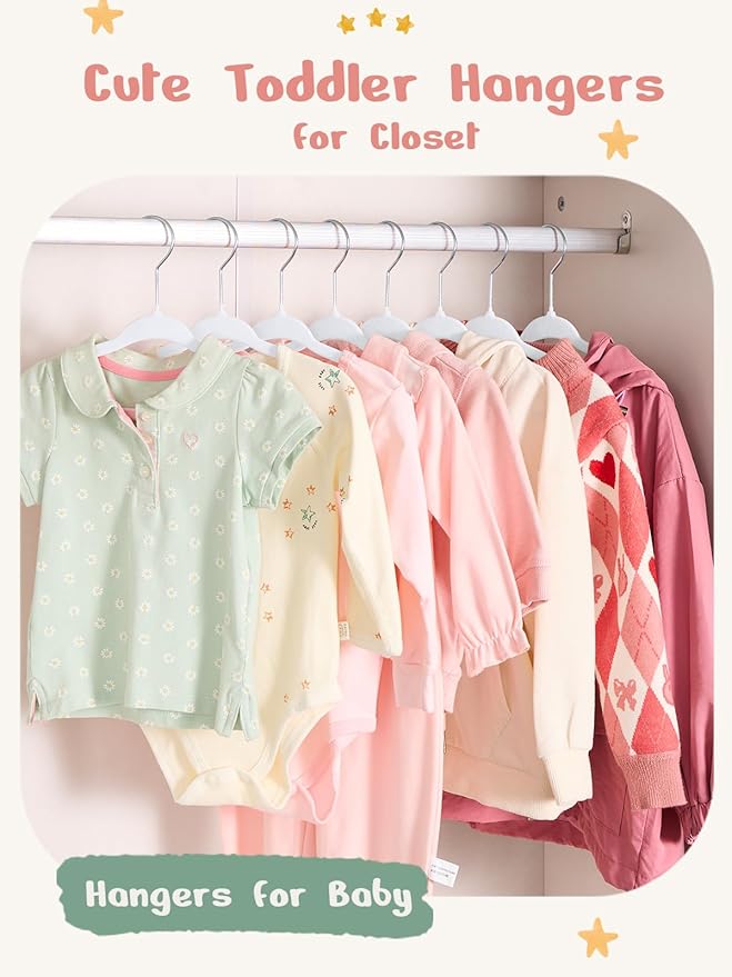 HOUSE DAY 11 Inch Velvet Baby Hangers 50 Pack White, Premium Kids Hangers for Children, Infant & Toddler Clothes, Durable Non Slip Small Baby Felt Hanger for Closet, Ideal for Everyday Use