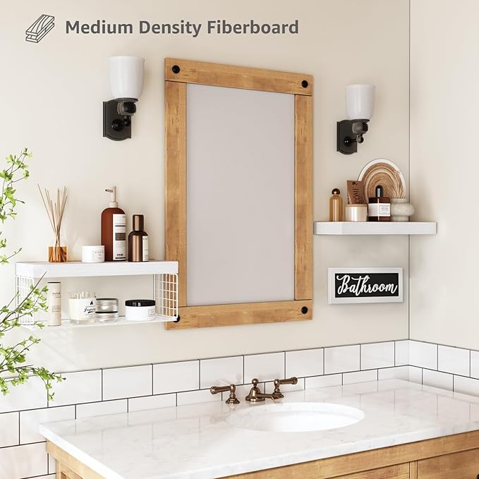 QEEIG ‎Bathroom Shelves Over Toilet - Paper Storage Wall Mounted Farmhouse Decor Decorations Aesthetic Décor Sign Small Floating Shelf 2+1 Set 16 inch, White (020WW)