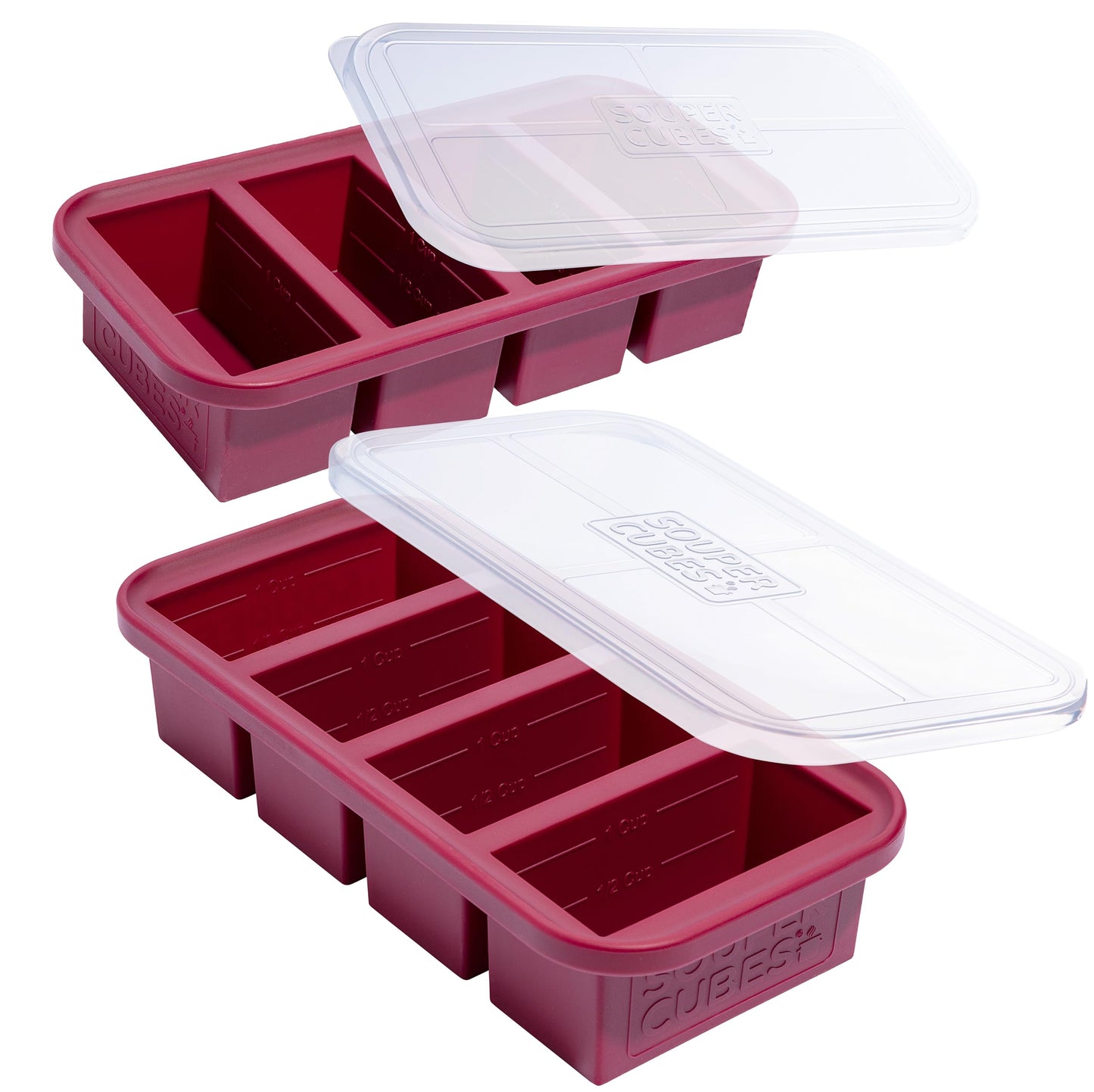 Souper Cubes 1 Cup Silicone Freezer Molds with Lids, Aqua, 2-Pack