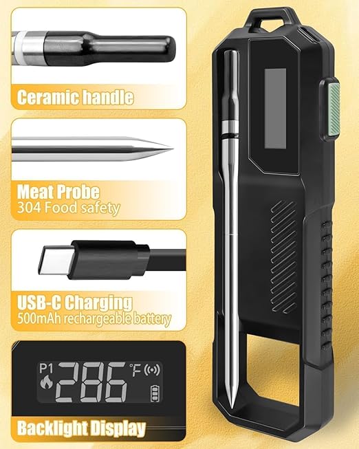 Meat Thermometer with Ultra-Thin Single Probe for Monitoring