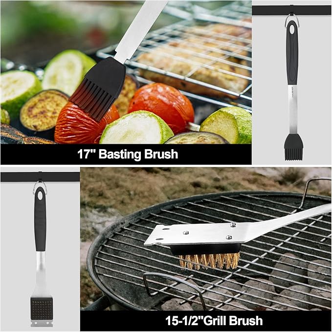 HAUSHOF BBQ Grill Accessories Set, 15PCS Stainless Steel Grill Tools
