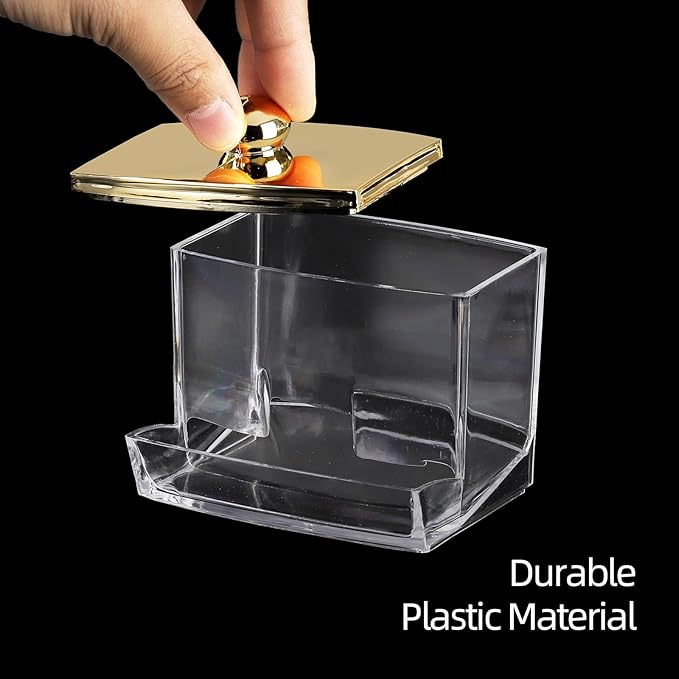 Tbestmax Qtip Holder Dispenser Clear Bathroom Organizer Accessories Decor for Storage-Qtips Cotton Ball Holder - Gold