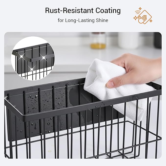 FAMNONE 1 Pcs Magnetic Basket Fridge Dryer Ball Holder for Laundry Room Organization and Storage, Magnetic Lint Bin Home Organization for Laundry Room, Kitchen & Office Class School (Black, L-1pcs)