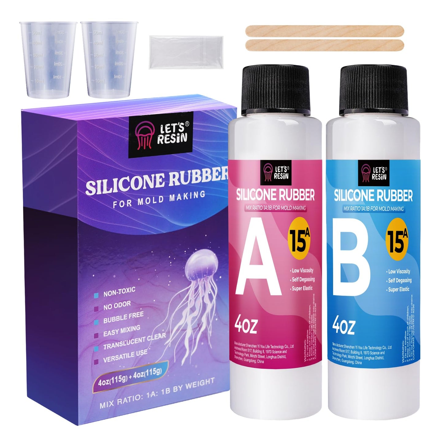 LET'S RESIN Silicone Mold Making Kit 64oz, Platinum Cured Silicone Rubber