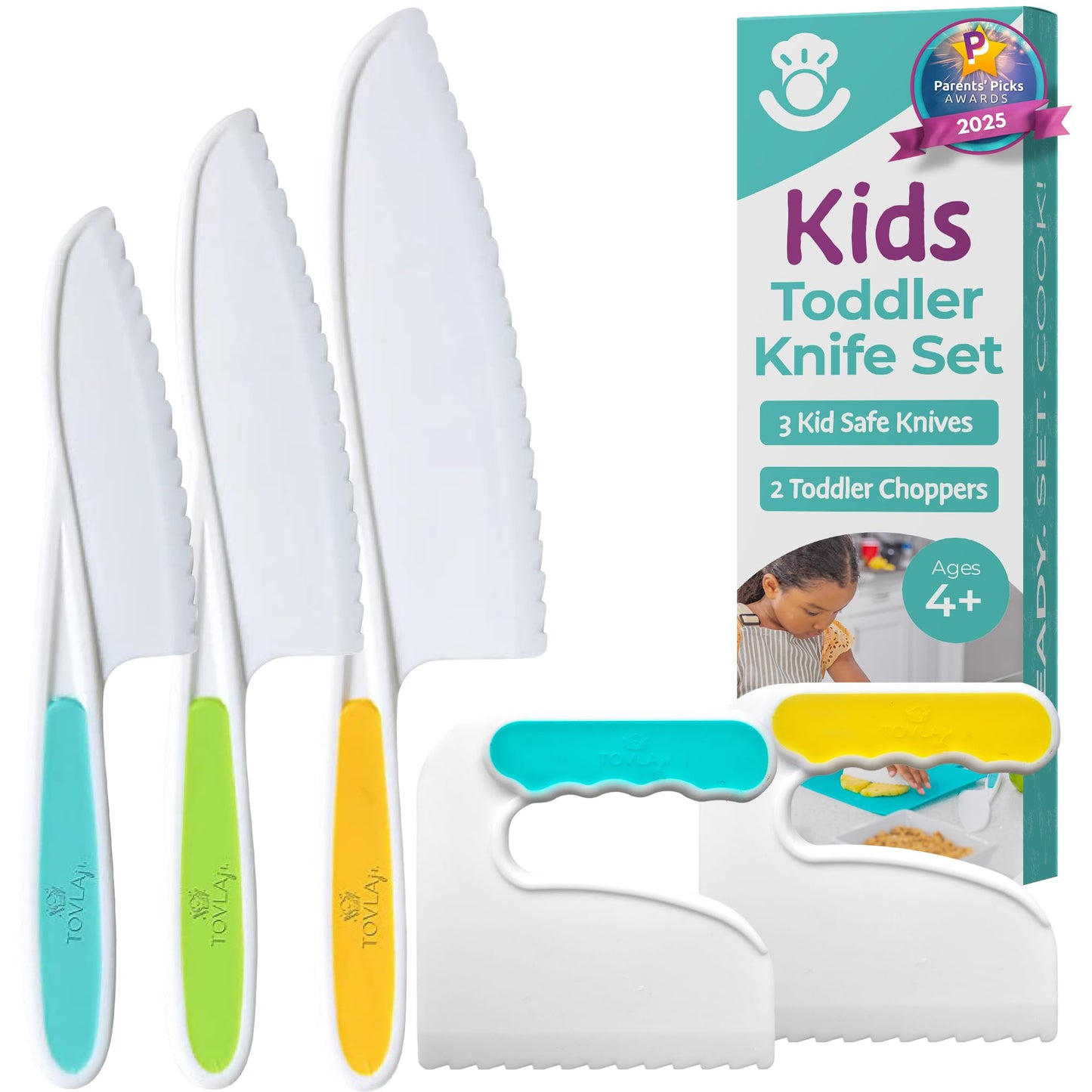 TOVLA JR. Toddler Knife Set for Real Cooking | Safe Kids Cutting | Ages 2-5
