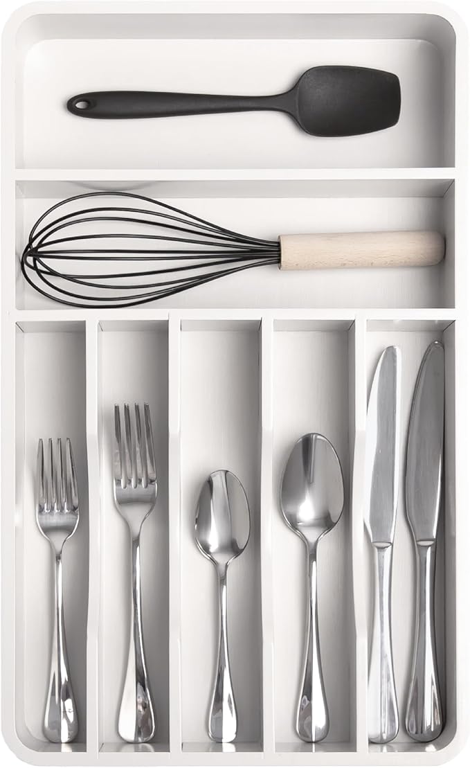 KitchenEdge Silverware & Utensil Organizer, Fixed 10.5 in, Black