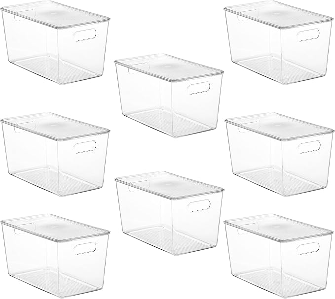 Vtopmart 1 Pack Clear Stackable Storage Bins with Lids and Handles, Medium