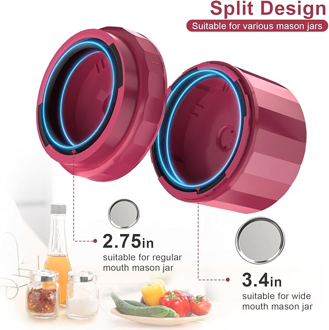 M11 Mason Jar Vacuum Sealer - Electric Mason Jar Vacuum Sealer Kit with Wide and Regular Mouth Mason Lids, Jar Vacuum Sealer for Canning Jars, Vacuum Sealing Machine for Food Storage