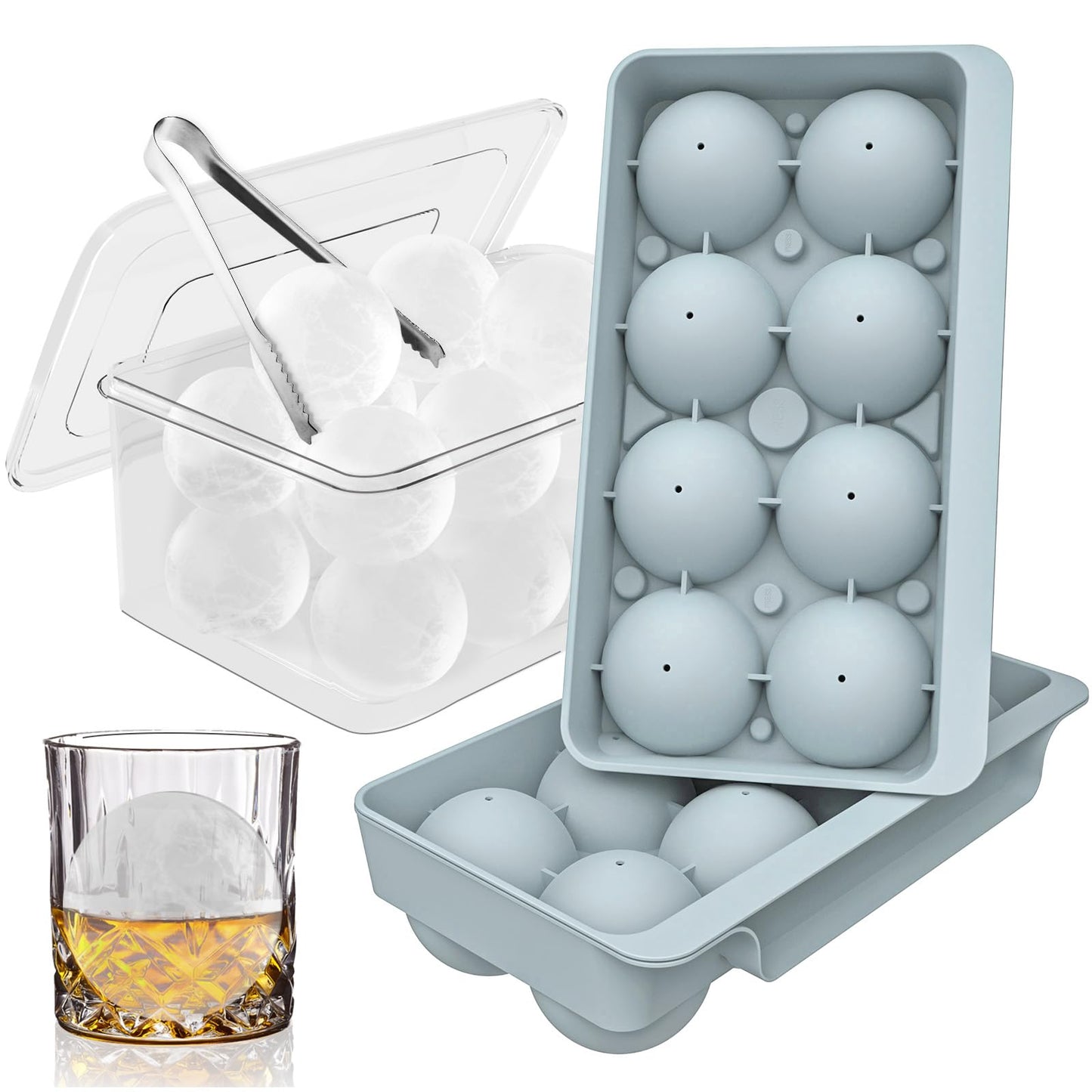 WIBIMEN 2.5-Inch Large Ice Cube Molds, 2-Pack Round Ice Ball Molds