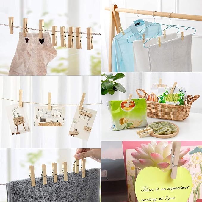 200pcs 3inch Clothes Pins Wooden Clothespins Heavy Duty Spring Wood Clips for Laundry Hanging Clothes Pictures Crafts