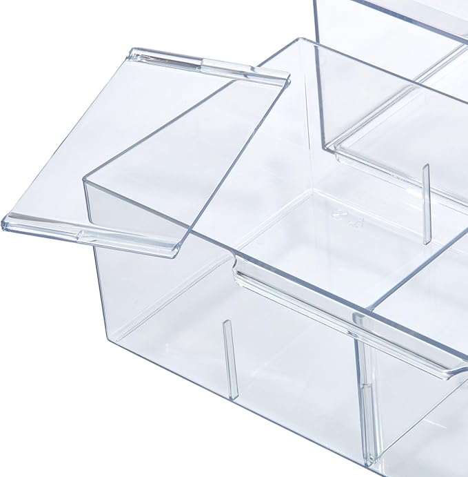 iDesign The Sarah Tanno Collection Plastic Cosmetic Drawer Organizer, Clear/White Large