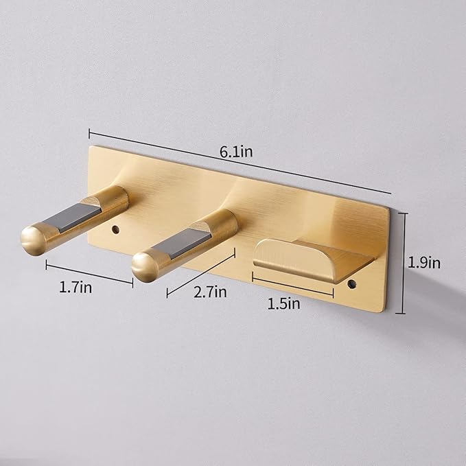 Hair Dryer Holder, Self Adhesive Blow Dryer Holder, Stainless Steel Hair Dryer Stand, Hair Dryer Holder Wall Mounted Compatible with Dyson Blow Dryer Gold