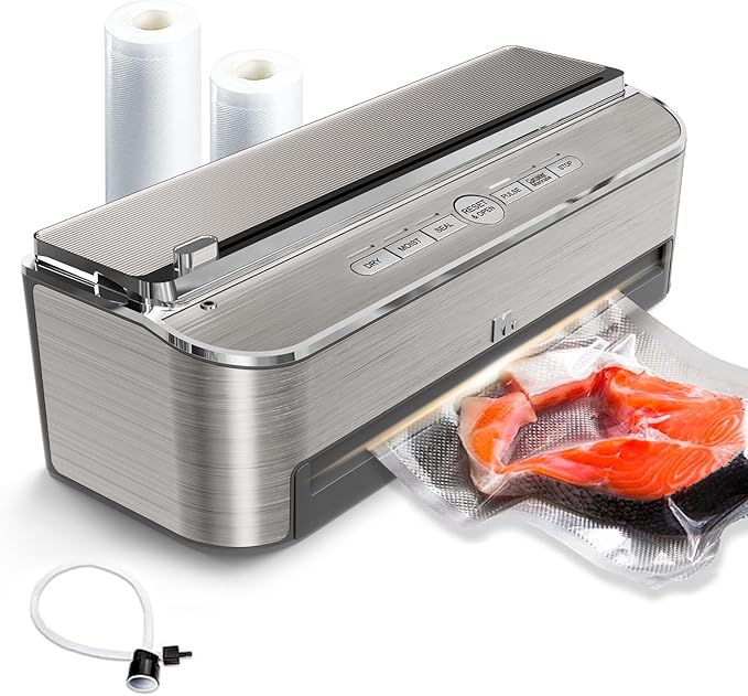 Mesliese Vacuum Sealer, 85kPa 120W, Dry & Moist Mode, 2 Rolls + 5 Bags