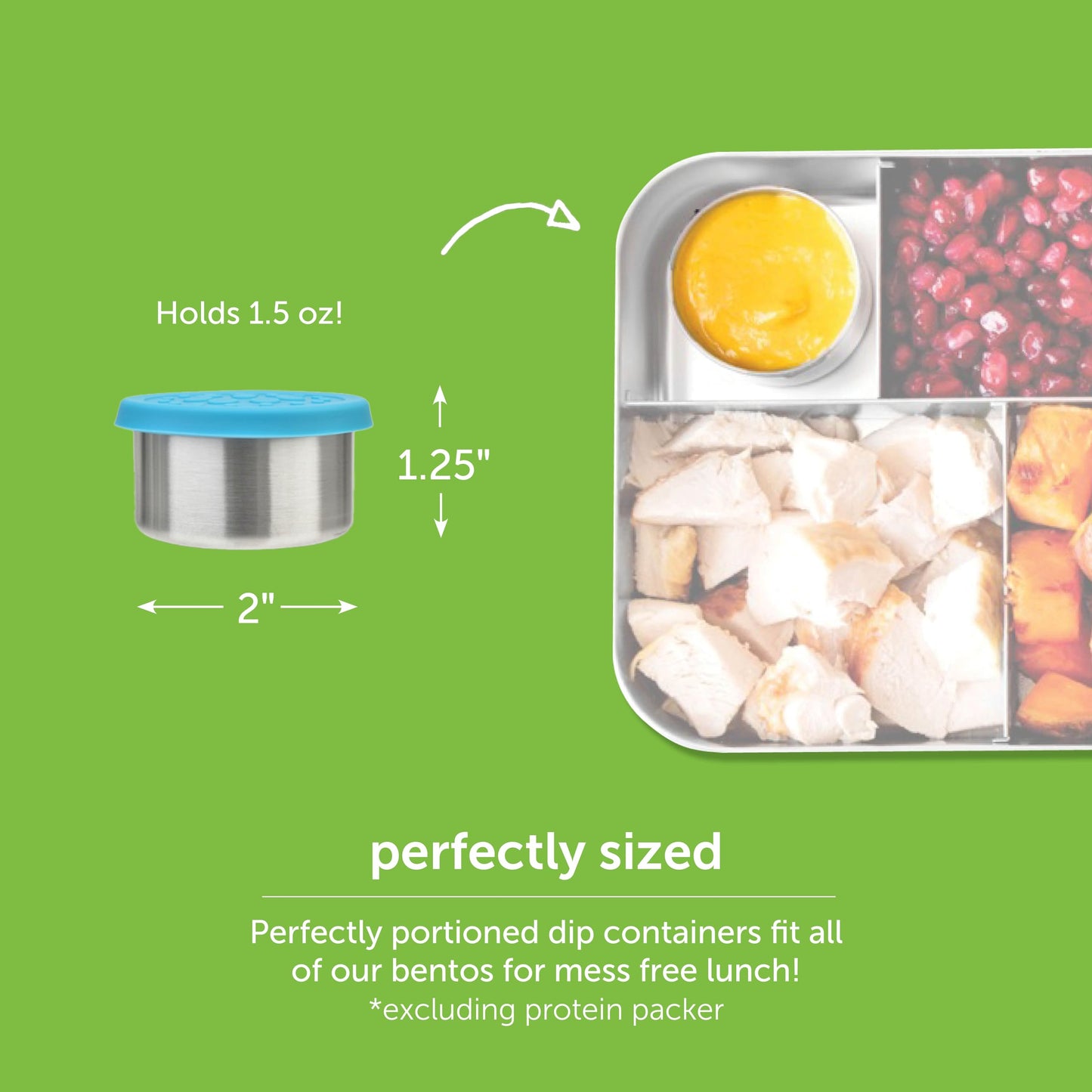 LunchBots Dips 1.5 oz Stainless Condiment Cups 3pk Assorted