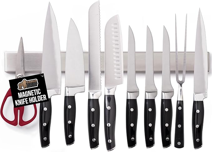 GORILLA GRIP 304 Stainless Steel Magnetic Knife Holder Strip, 18 Inch