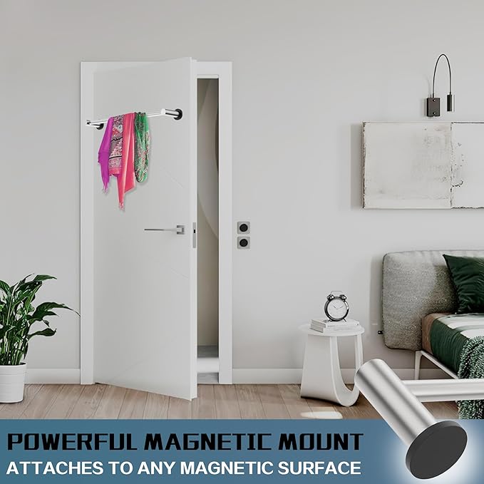 ULIBERMAGNET Magnetic Towel Holder,1 Set Magnetic Towel Rail Silver with Adjustable Length, Non-Slip Stainless Steel Towel Rail for Refrigerator, Oven, Dishwasher, Cabinet, Laundry
