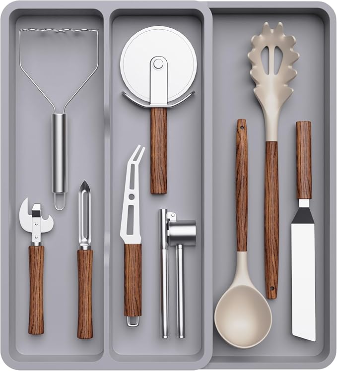 Lifewit Utensil Organizer for Kitchen Drawer, Expandable Cooking Tray