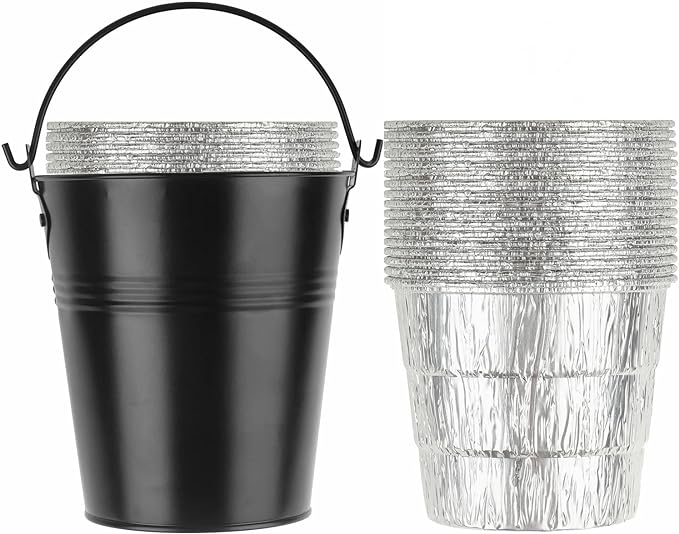Drip Grease Bucket & 15-Pack Liners for Traeger 20/22/34, Pit Boss, etc Pellets Smoke (Silver 15)