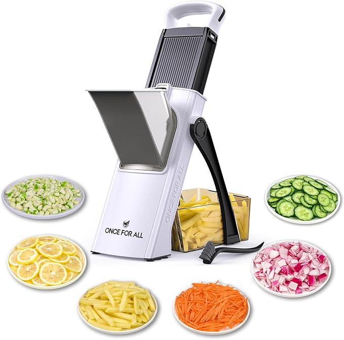 ONCE FOR ALL Upgrade Safe Mandoline Slicer Plus, Adjustable Vegetable Slicer DarkGray